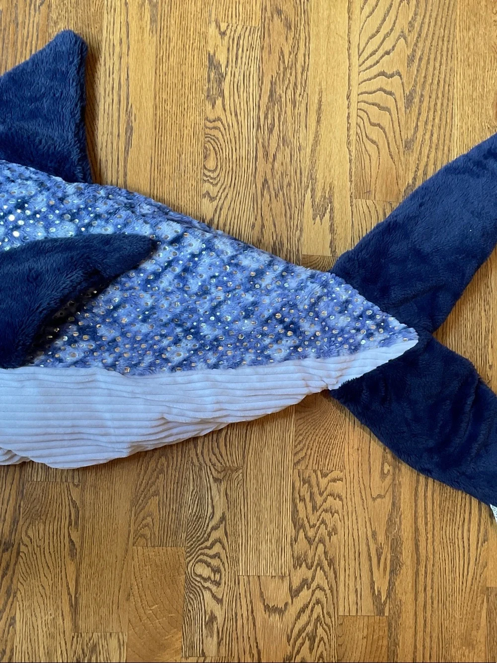 Tommy Bahama Navy Blue Plush Shark Footie with Red Lining